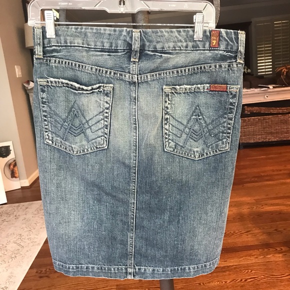 7 For All Mankind denim pencil skirt with slit - Picture 2 of 8